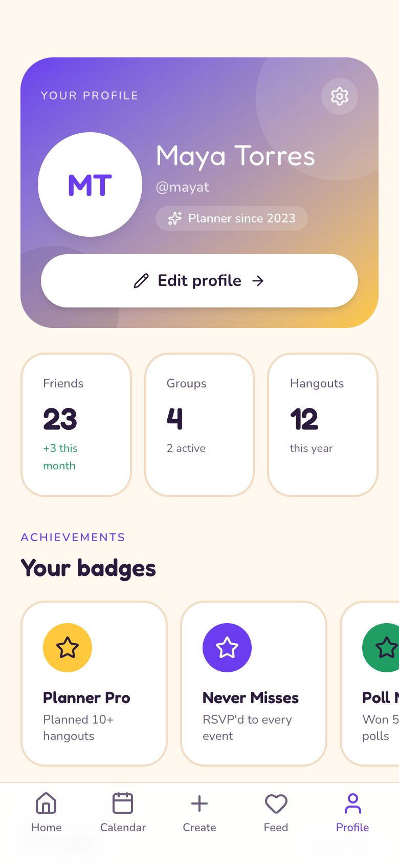 Huddle Profile screen
