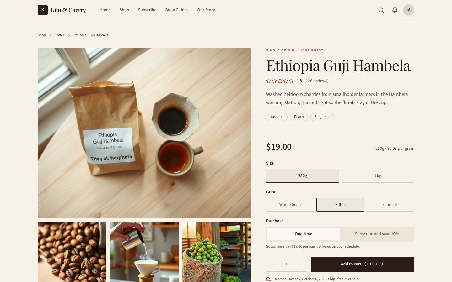 Kiln & Cherry Coffee Detail page