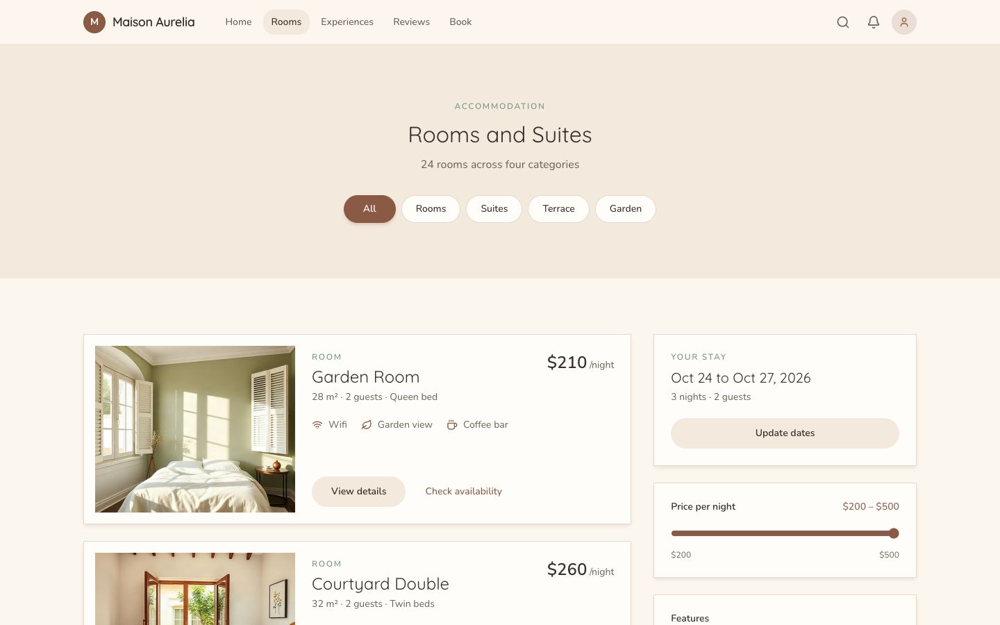 Maison Aurelia Rooms and Suites page