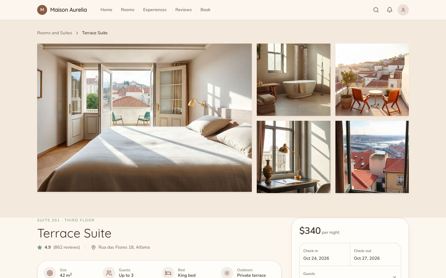 Maison Aurelia Terrace Suite page
